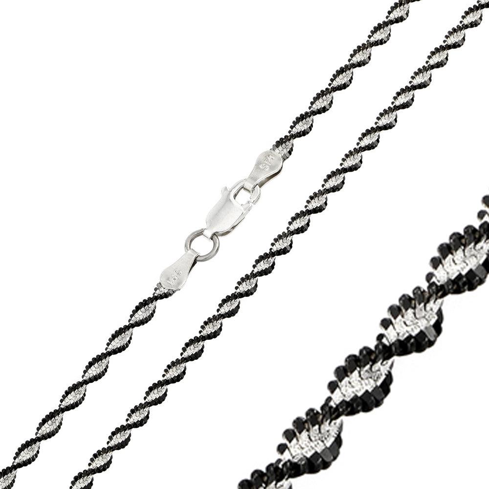 Silver 925 Black Rhodium Plated Magic Twisted 2 Toned Chain