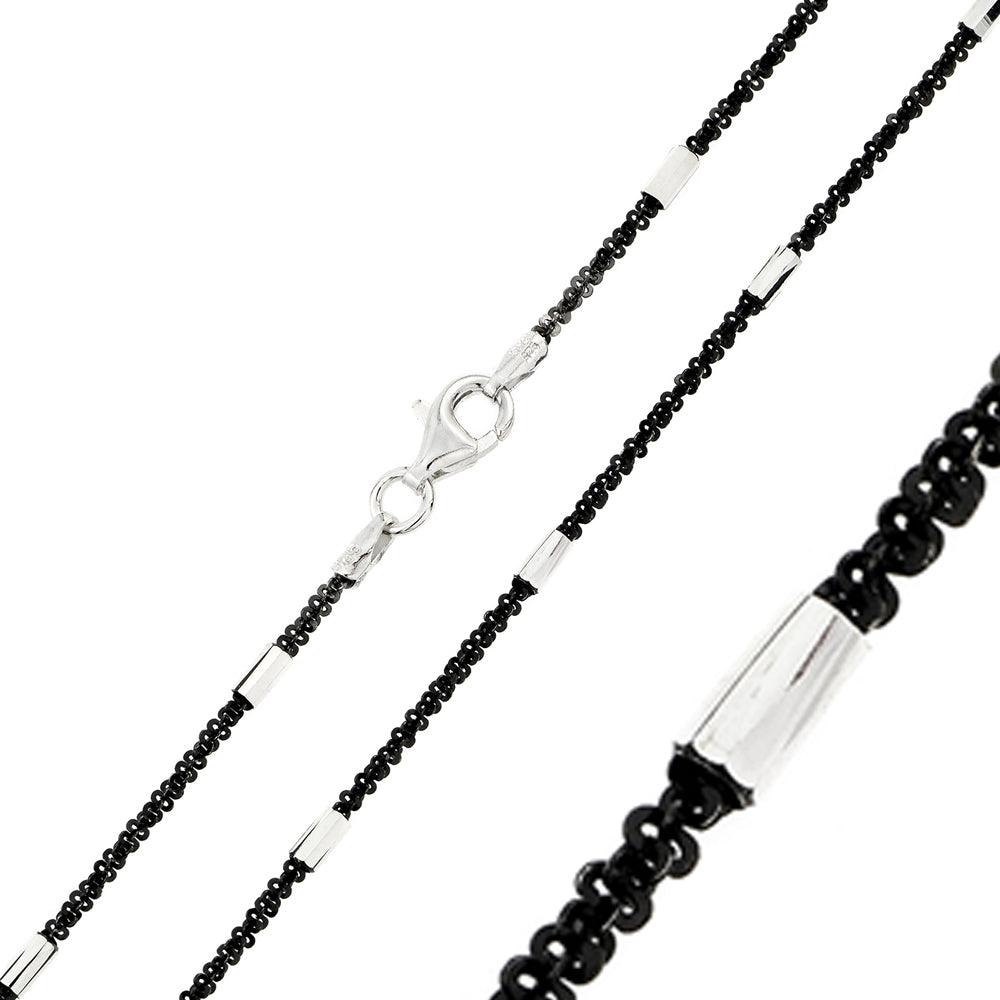 Silver 925 Black Rhodium Plated Roc 030 Chain with DC Tube - CH244 BLK | Silver Palace Inc. #plating_black rhodium
