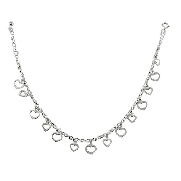 Silver 925 Multi Dangling Open Hearts Anklet - ANK00001 | Silver Palace Inc.