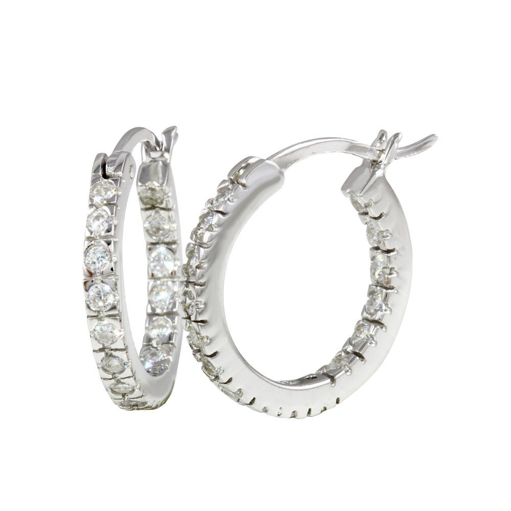 Silver 925 Rhodium Plated 18mm Hoop Earrings - AAE00001-18MM | Silver Palace Inc.