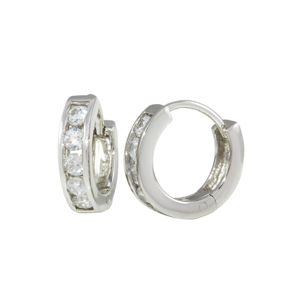 Silver 925 Rhodium Plated 10mm Hoop Earrings - AAE00003-10MM | Silver Palace Inc.