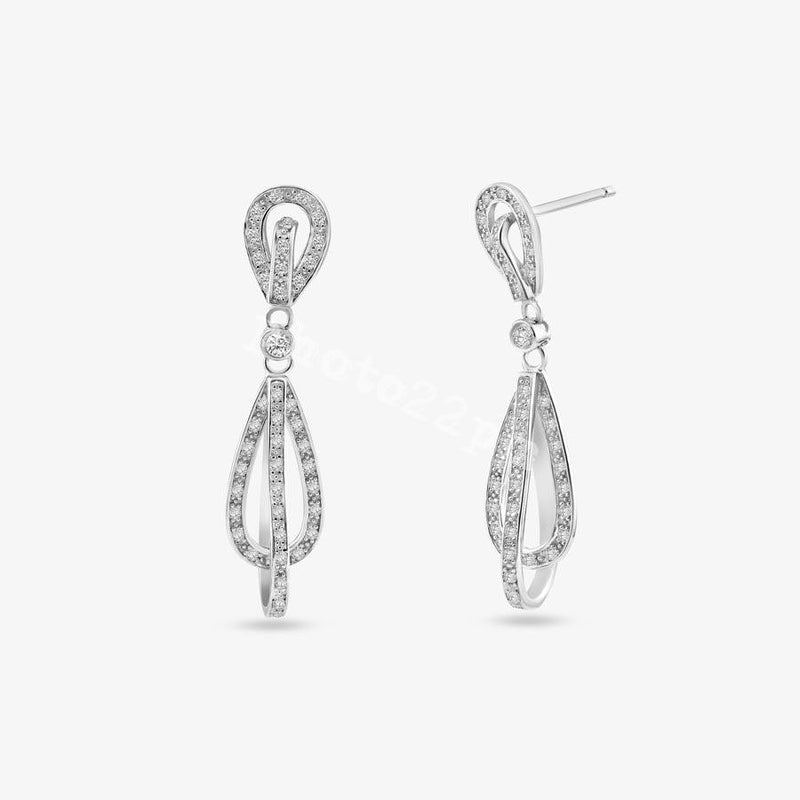 Closeout-Silver Rhodium 925 Plated Micro Pave Clear Open Teardrop CZ Dangling Earrings - ACE00016CLR | Silver Palace Inc.