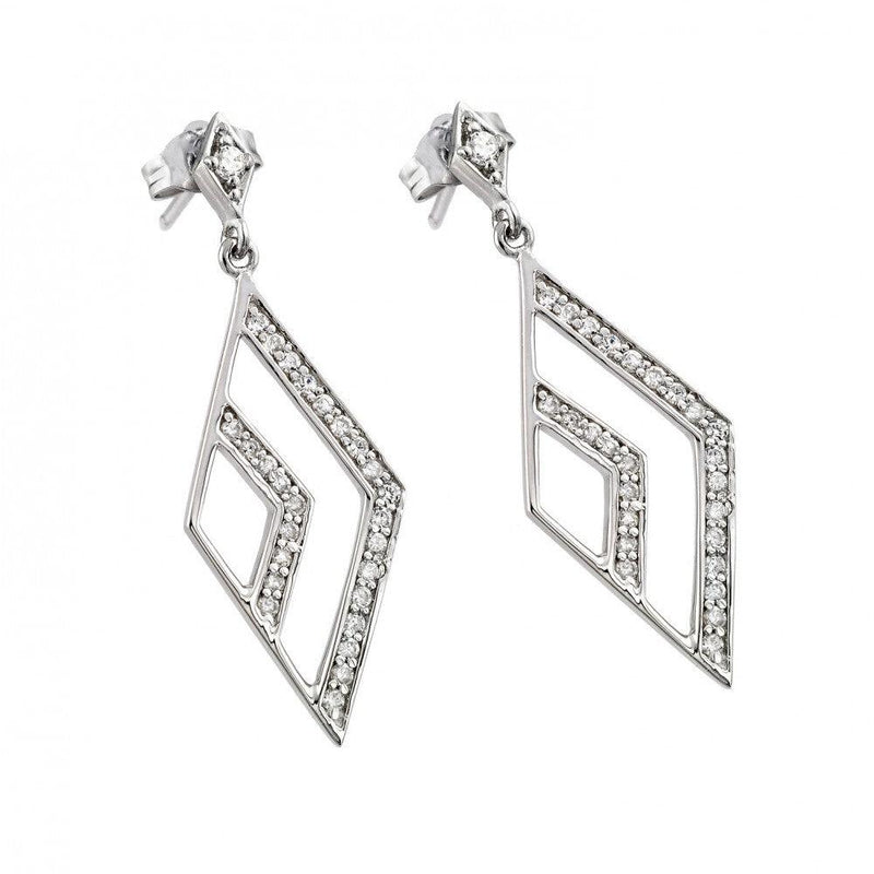Silver 925 Rhodium Plated Micro Pave Clear Open Marquis CZ Dangling Stud Earrings - ACE00029 | Silver Palace Inc.