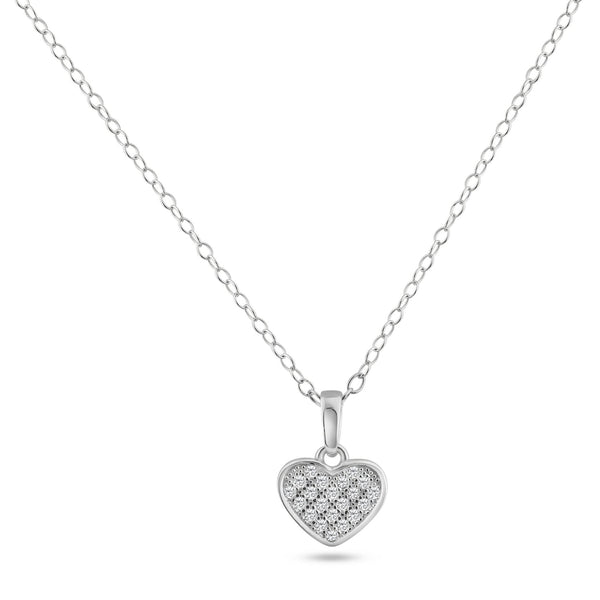 Silver 925 Rhodium Plated Heart CZ Dangling Pendant - ACP00025 | Silver Palace Inc.