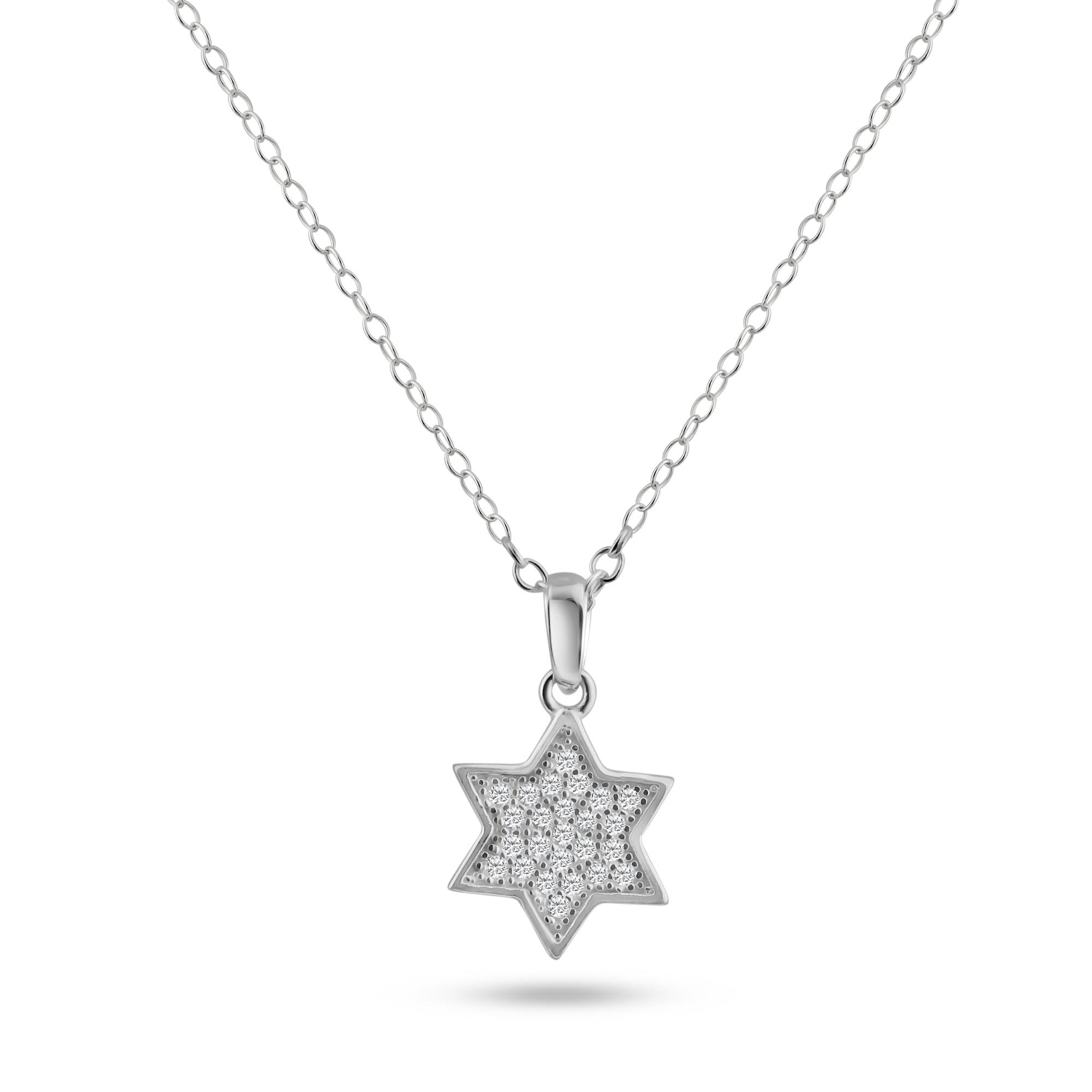 Silver 925 Rhodium Plated Star CZ Dangling Pendant - ACP00026 | Silver Palace Inc.