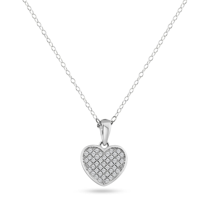 Silver 925 Rhodium Plated Heart CZ Dangling Pendant - ACP00029 | Silver Palace Inc.