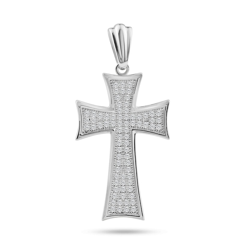 Silver 925 Rhodium Plated Cross Micro Pavet CZ Dangling Pendant - ACP00037 | Silver Palace Inc.