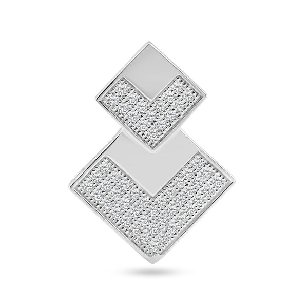 Silver 925 Rhodium Plated Two Graduated Square CZ Inlay Pendant - ACP00042 | Silver Palace Inc.