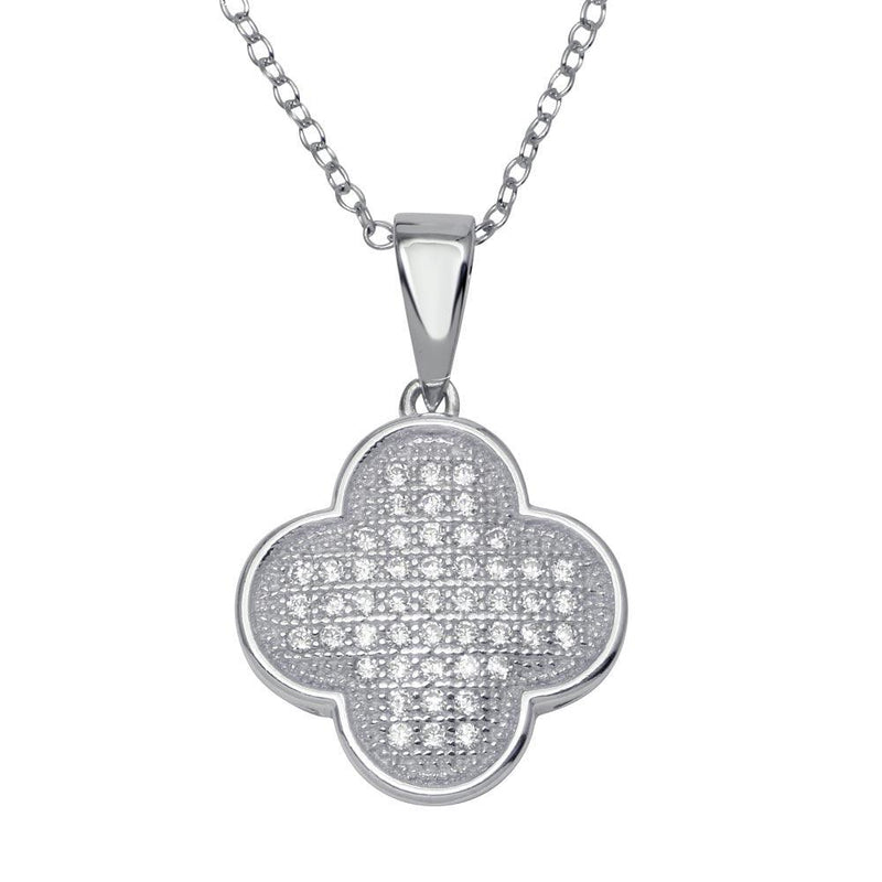Silver 925 Rhodium Plated Clover Micro Pave CZ Dangling Pendant - ACP00049 | Silver Palace Inc.