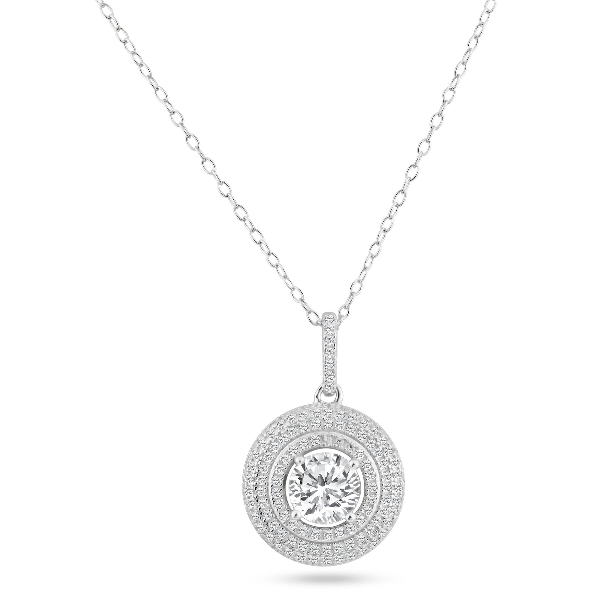 Silver 925 Rhodium Plated Circle Micro Pave CZ Dangling Pendant - ACP00084 | Silver Palace Inc.