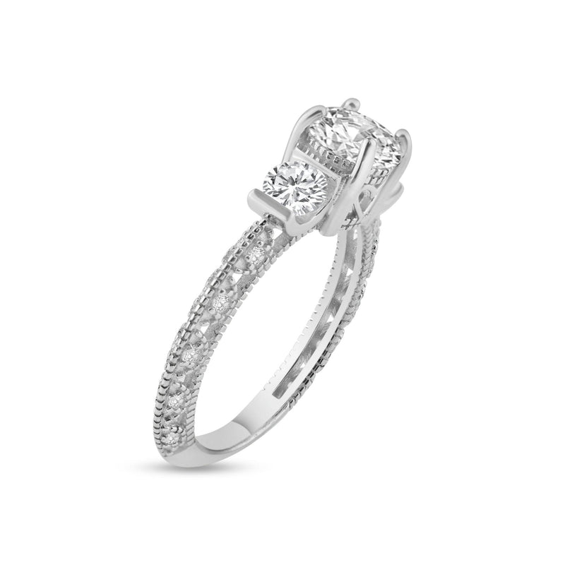 Silver 925 Rhodium Plated Pave Clear CZ Past Present Future Ring - ACR00001