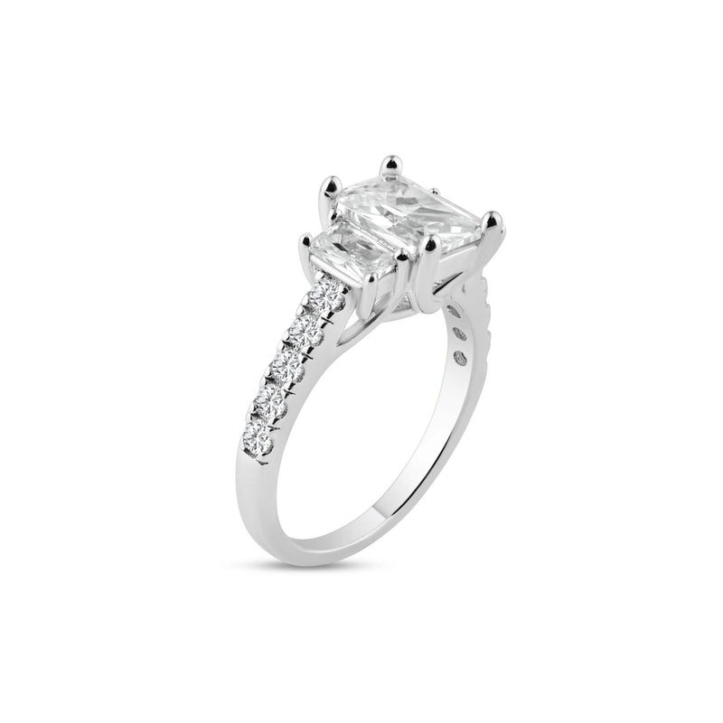 Silver 925 Rhodium Plated Micro Pave CZ Past Present Future Ring - ACR00003 | Silver Palace Inc.