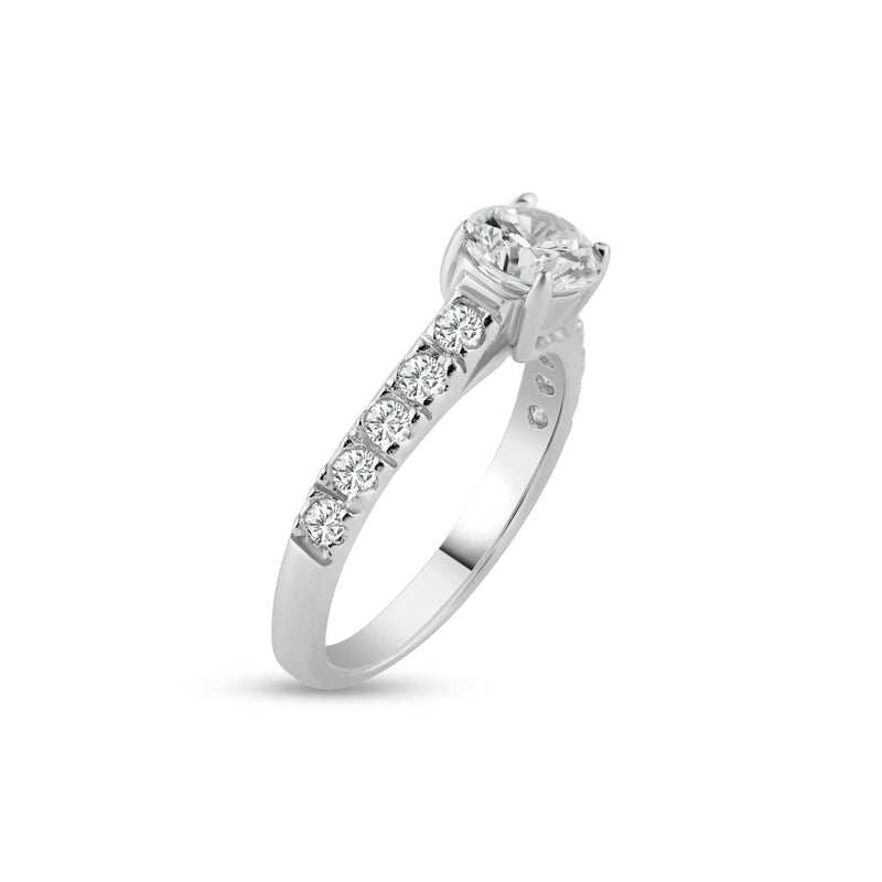 Silver 925 Rhodium Plated Micro Pave Clear Round Center CZ Ring - ACR00005