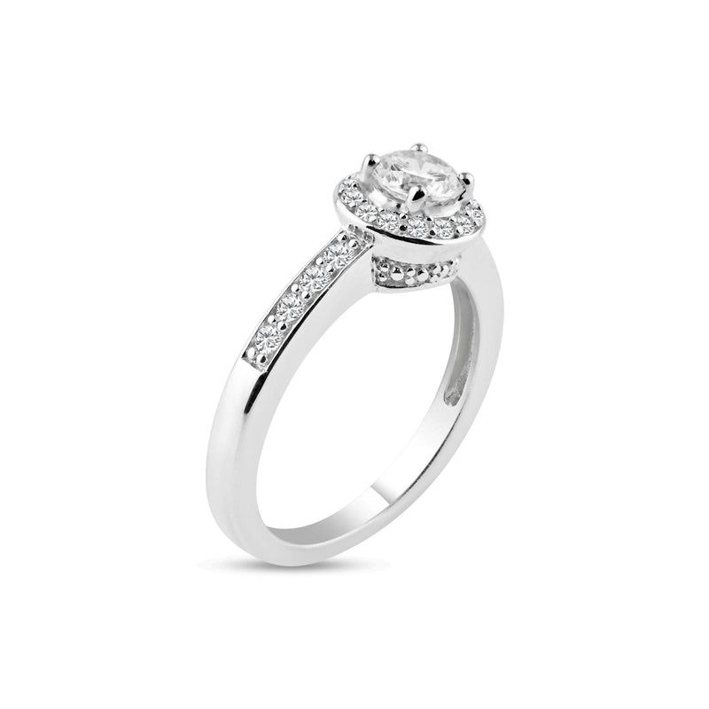 Silver 925 Rhodium Plated Pave Clear Cluster CZ Ring - ACR00012 | Silver Palace Inc.