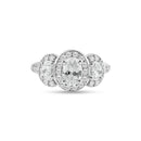 Anillo de plata 925 chapado en rodio con pavé transparente en racimo CZ pasado presente futuro - ACR00015