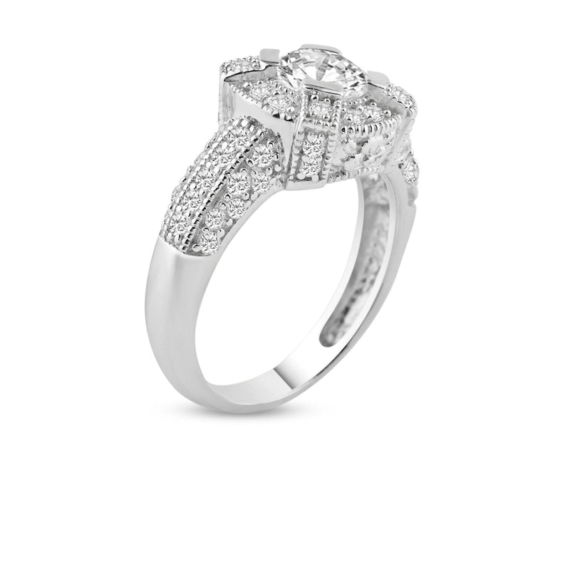 Silver 925 Rhodium Plated Pave CZ Ring - ACR00017 | Silver Palace Inc.