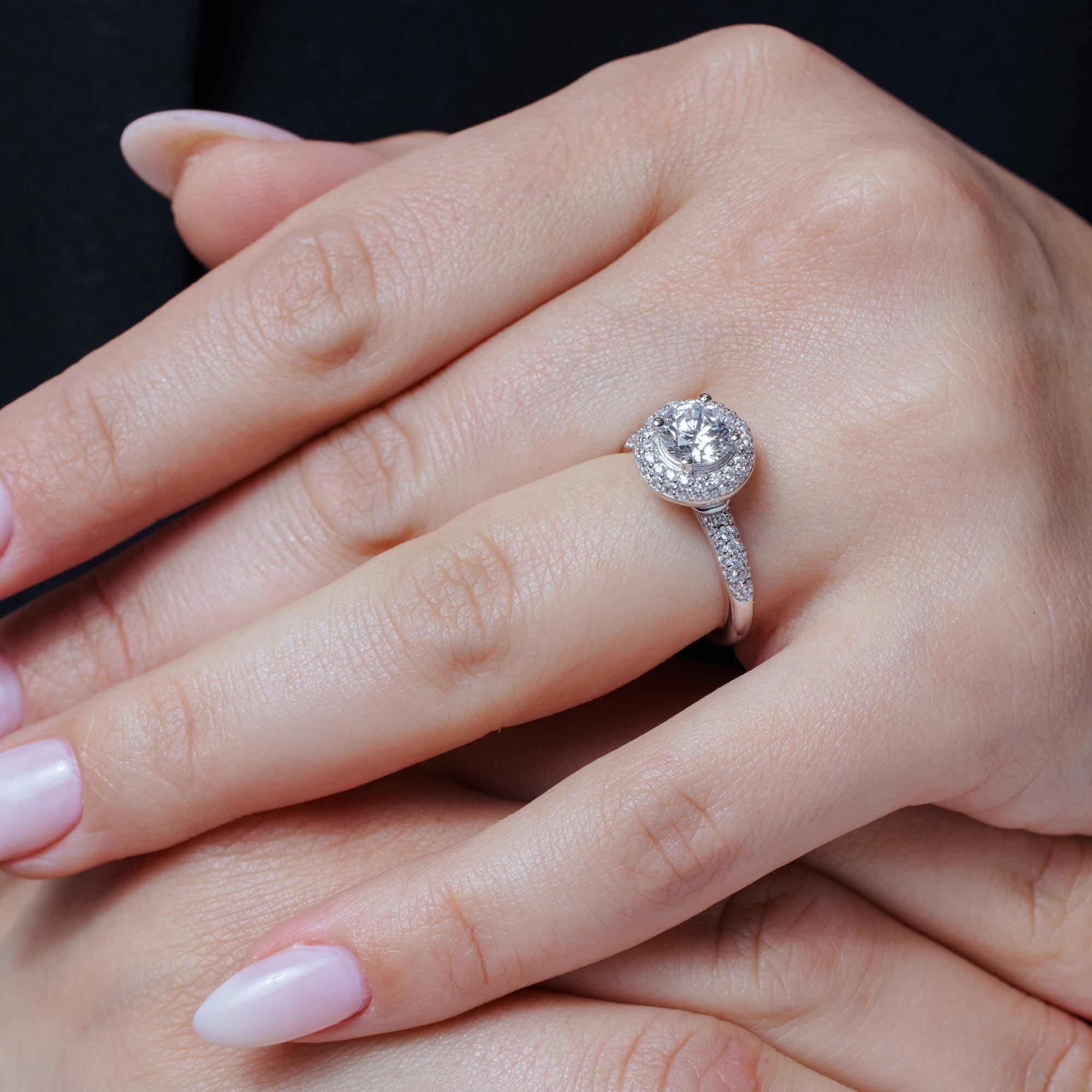 Rhodium Plated 925 Sterling Silver Micro Pave Solitaire CZ Ring - ACR00039