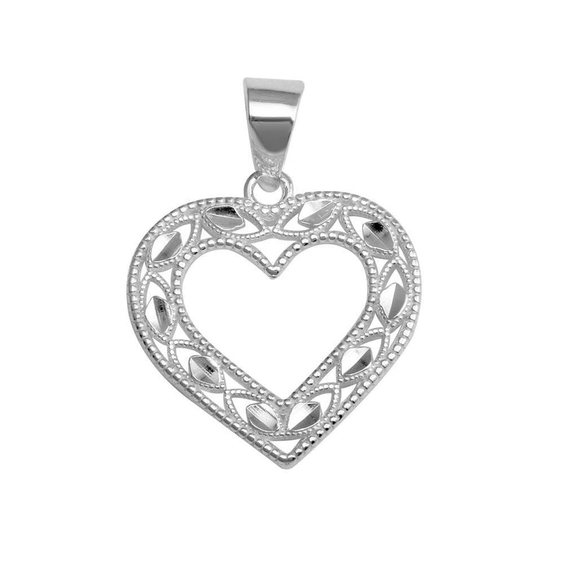 Silver 925 Rhodium Plated Open Heart Pendant - AJP00003 | Silver Palace Inc.