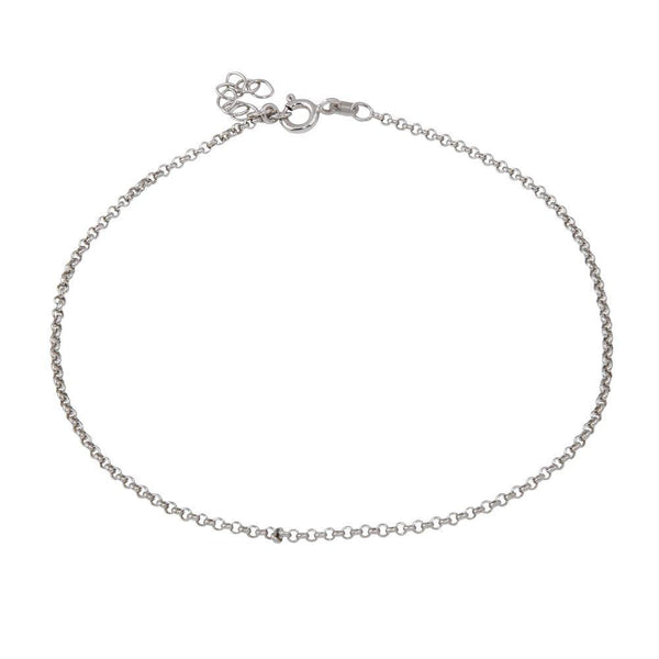 Silver 925 Rhodium Rolo Link Anklet 1.7mm - ANK00029RH | Silver Palace Inc.