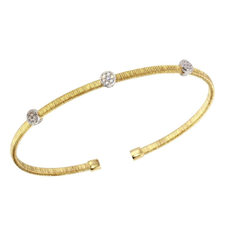 Silver 925 Gold Plated Adjustable Bangle with CZ - ARB00005GP | Silver Palace Inc.