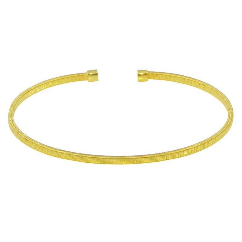Silver 925 Gold Plated Open Flat Bangle - ARB00007GP | Silver Palace Inc.