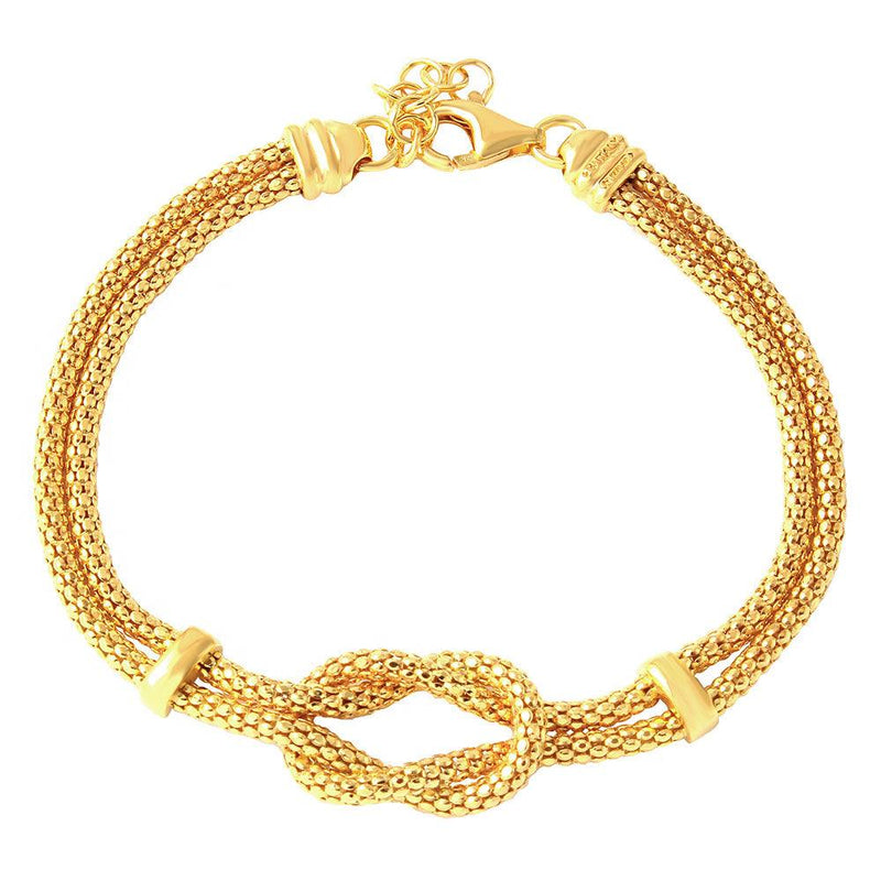 Silver 925 Gold Plated Knot and Bar Bracelet - ARB00022GP | Silver Palace Inc.