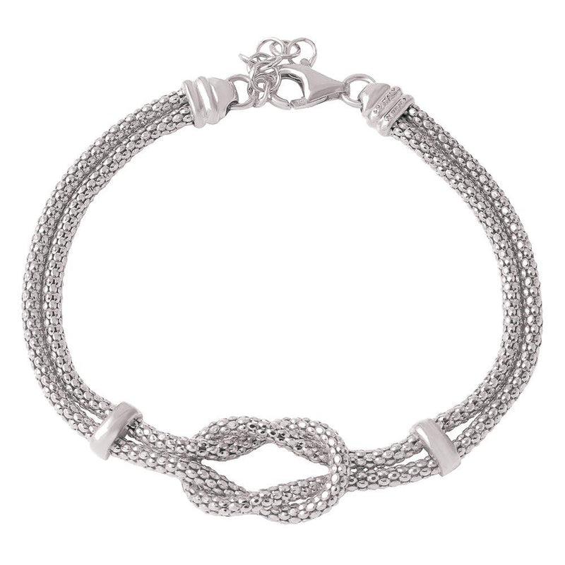 Silver 925 Rhodium Plated Knot and Bar Bracelets - ARB00022RH | Silver Palace Inc.