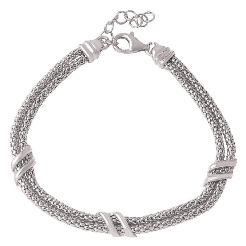 Silver 925 Rhodium Plated 6 Bar Italian Bracelets - ARB00023RH | Silver Palace Inc.