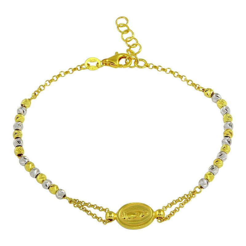 Silver 925 Gold Plated Lady of Guadalupe Beaded Bracelets - ARB00029GP | Silver Palace Inc.