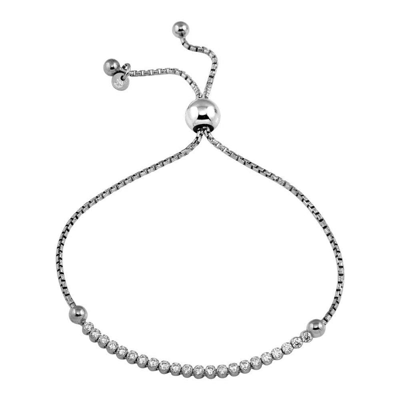 Silver 925 Rhodium Plated Adjustable CZ Bracelets - ARB00033RH | Silver Palace Inc.
