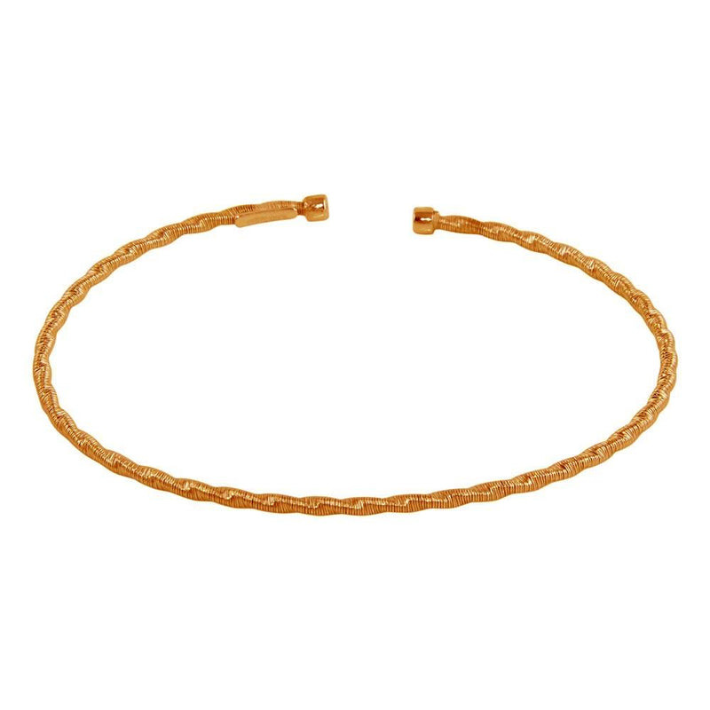 Silver 925 Rose Gold Plated Twisted Thin Rope Bangles - ARB00034RGP | Silver Palace Inc.