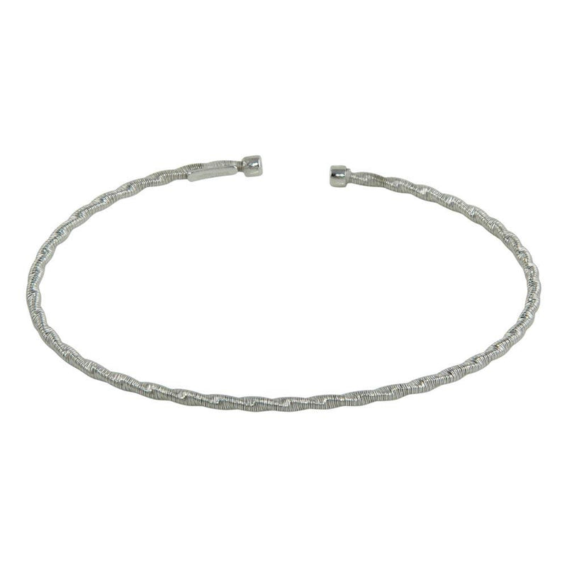 Silver 925 Rhodium Plated Twisted Thin Rope Bangles - ARB00034RH | Silver Palace Inc.
