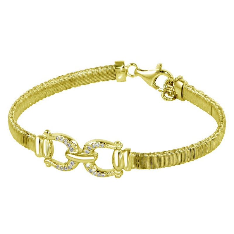 Silver 925 Gold Plated Buckle Bracelet with CZ - ARB00037GP | Silver Palace Inc.
