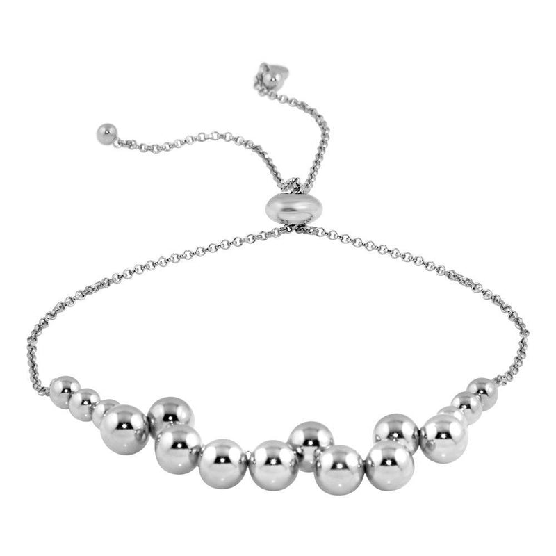 Silver 925 Rhodium Plated Bead Bracelets - ARB00041RH | Silver Palace Inc.