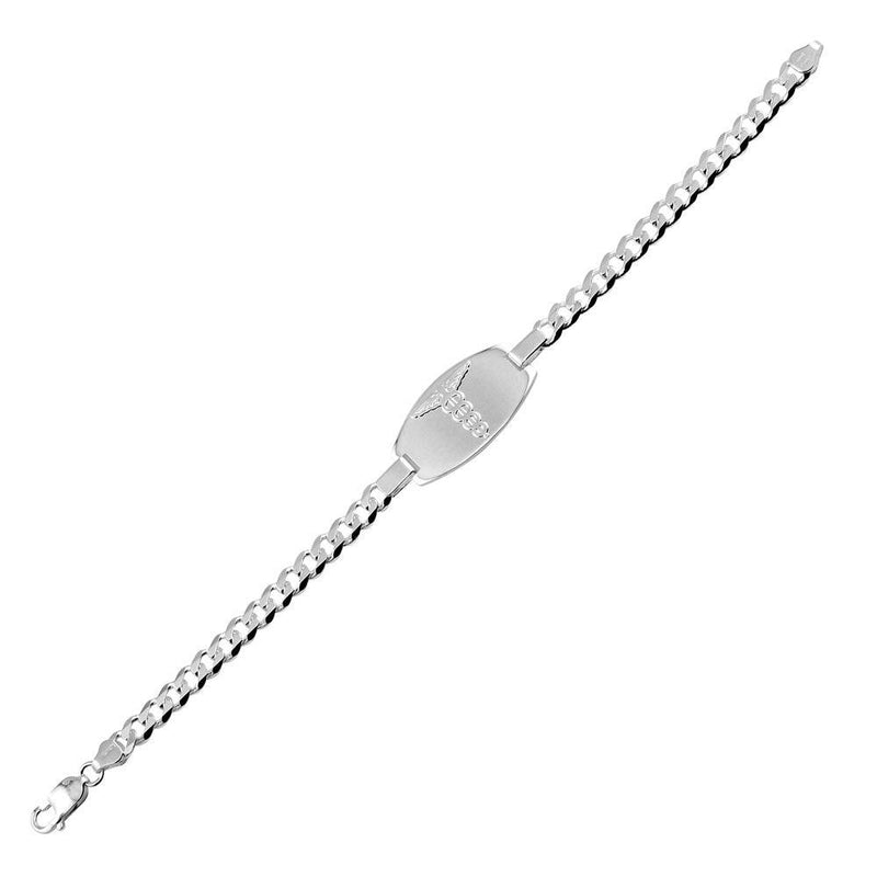 Silver 925 Medium Medical Curb Link Chain ID Bracelets - CARB00045 | Silver Palace Inc.