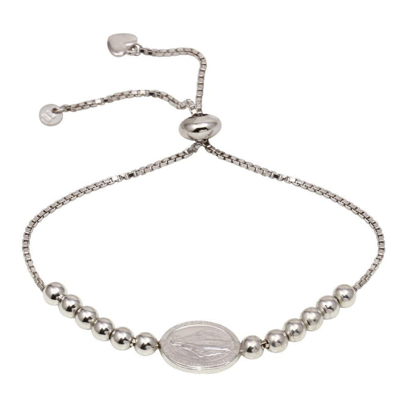 Silver 925 Rhodium Plated Adjustable Religious Bracelets - ARB00047RH | Silver Palace Inc.