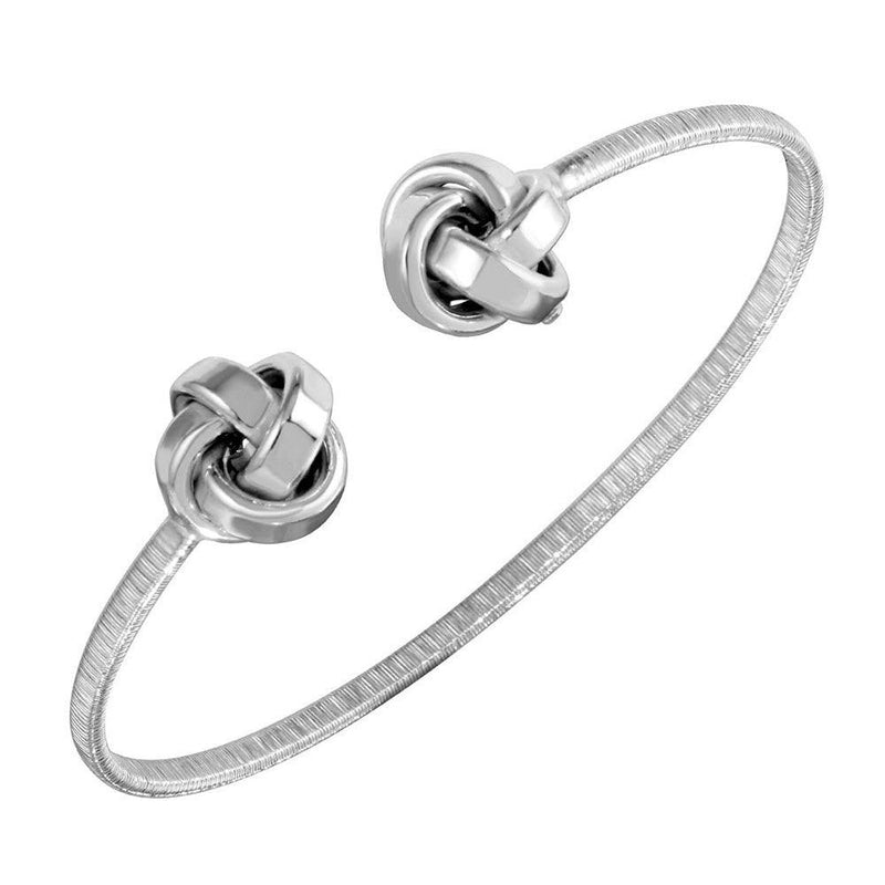 Silver 925 Rhodium Plated Knot Cuff Bracelets - ARB00050RH | Silver Palace Inc.