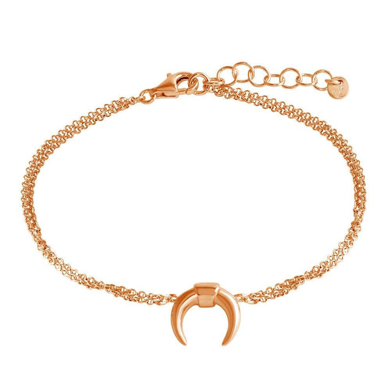 Silver 925 Rose Gold Plated Crescent Chain Bracelet - ARB00051RGP | Silver Palace Inc.