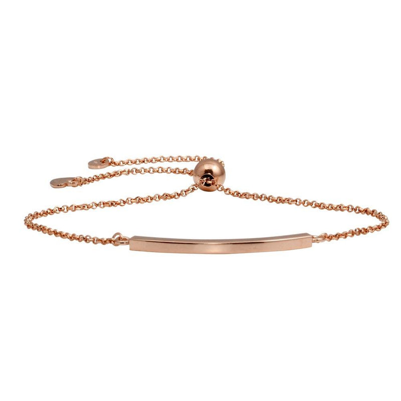 Silver 925 Rose Gold Plated Curve Lariat Bracelet - ARB00052RGP | Silver Palace Inc.