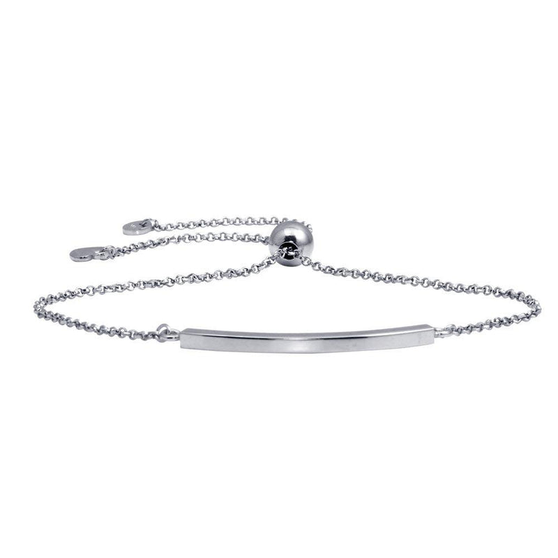 Silver 925 Rhodium Plated Curve Lariat Bracelet - ARB00052RH | Silver Palace Inc.