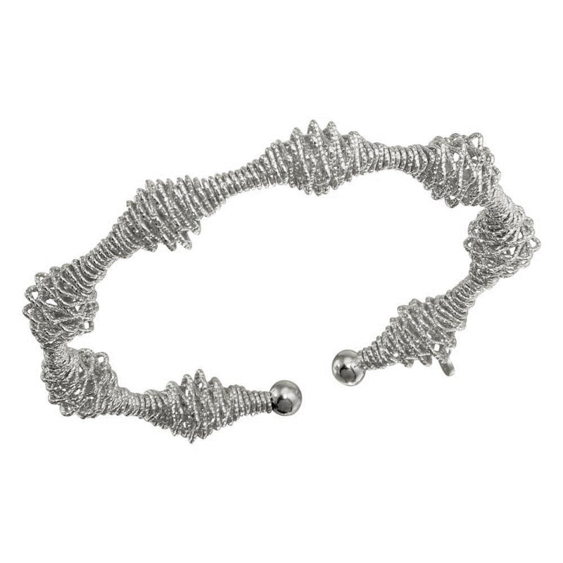 Rhodium Plated 925 Sterling Silver DC Wire Design Cuff Bracelets - ARB00055RH | Silver Palace Inc.