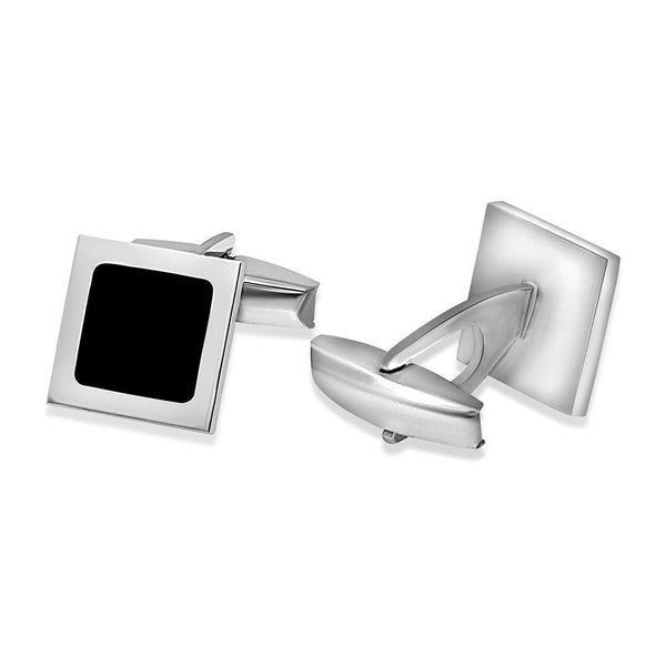 Silver 925 Square Black Enamel Cufflink - ARC00001 | Silver Palace Inc.
