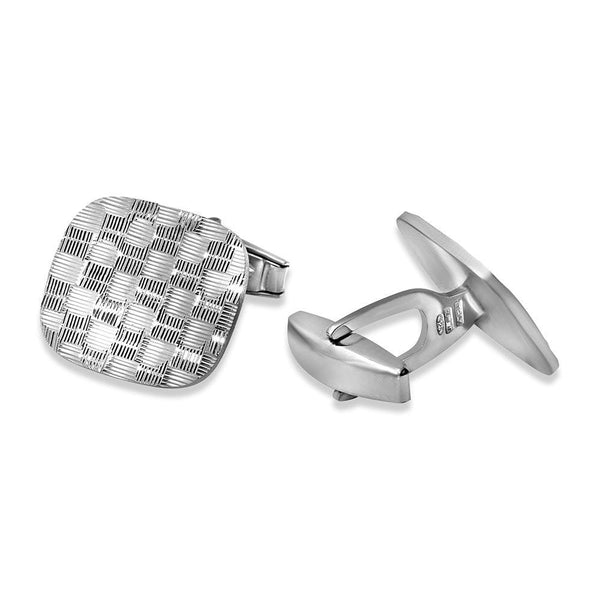 Silver 925 Rounded Rectangle DC Weave Design Cufflink - ARC00004 | Silver Palace Inc.
