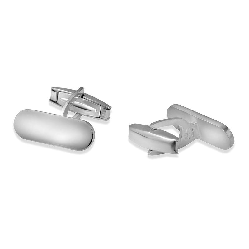 Silver 925 Small Rounded Rectangle Engravable Plain Cufflink - ARC00006 | Silver Palace Inc.