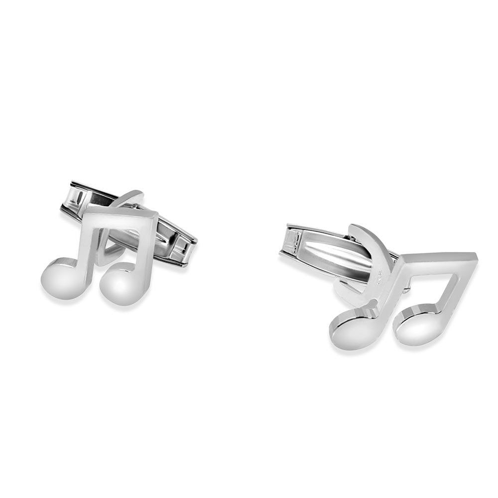 Silver 925 Plain Music Note Cufflink - ARC00009 | Silver Palace Inc.