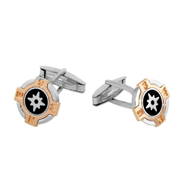 Silver 925 Tri-Color Compass Cuff Links - ARC00011 | Silver Palace Inc.