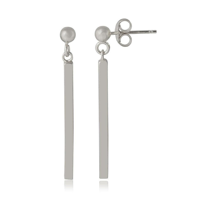 Silver 925 Rhodium Plated Drop Down Bar Earrings - ARE00007RH | Silver Palace Inc.