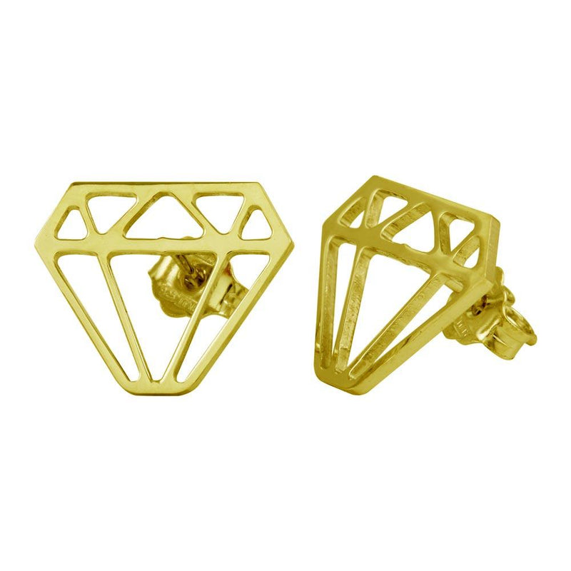 Silver 925 Gold Plated Diamond Earrings - ARE00009GP | Silver Palace Inc.