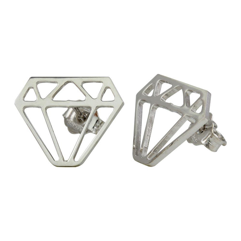 Silver 925 Rhodium Plated Diamond Earrings - ARE00009RH | Silver Palace Inc.