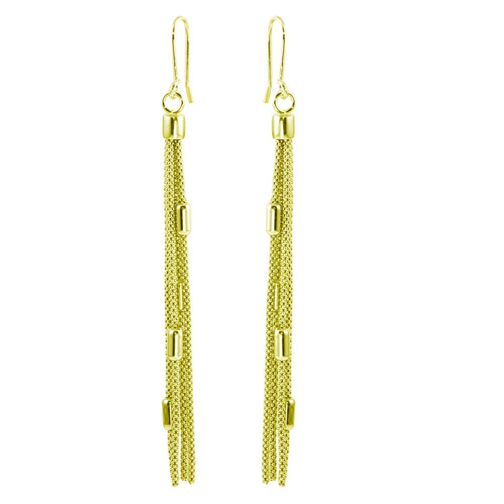Silver 925 Gold Plated Tassel Earrings - ARE00011GP | Silver Palace Inc.